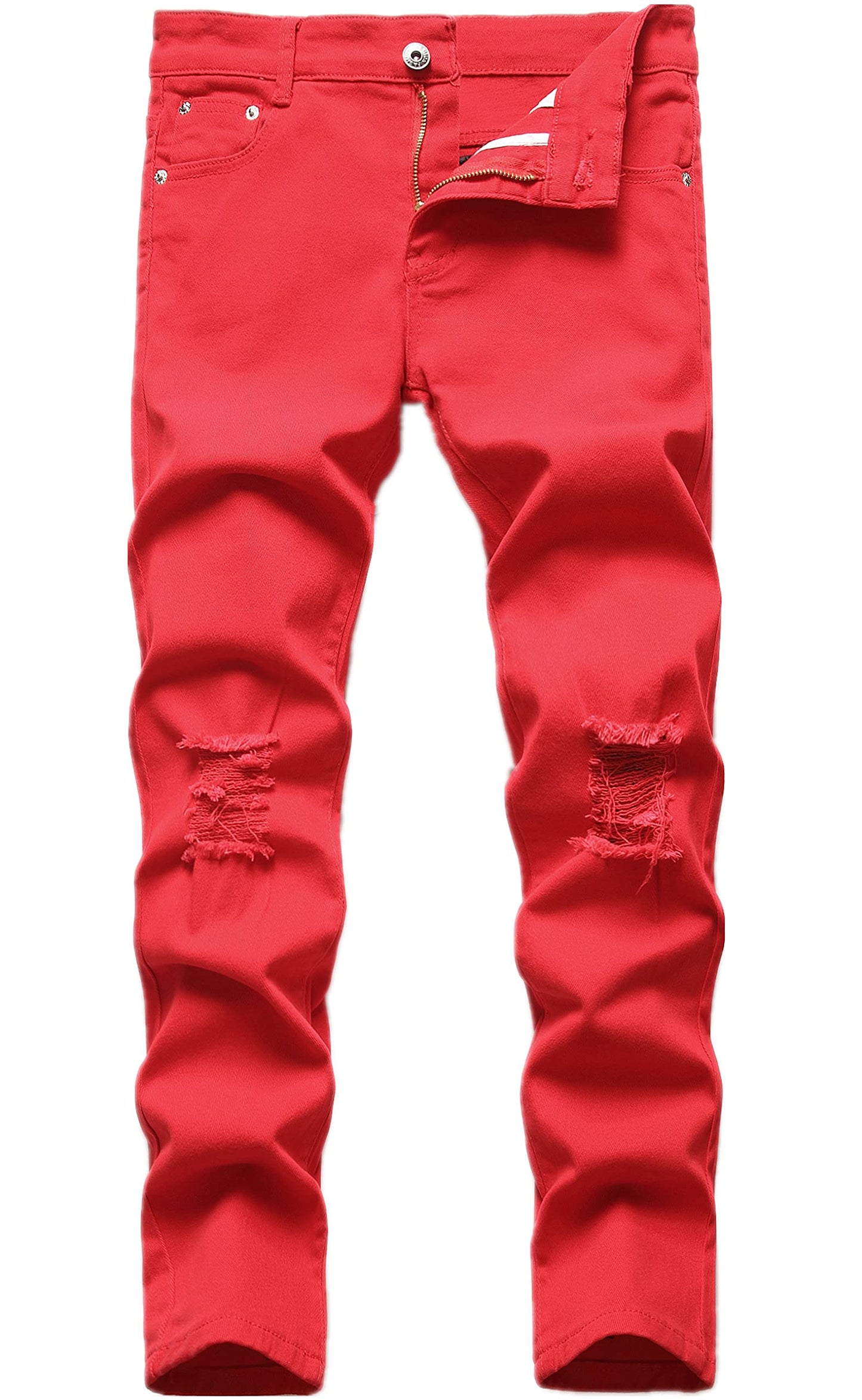 Boy's Skinny Fit Ripped Destroyed Distressed Stretch Slim Jeans Pants