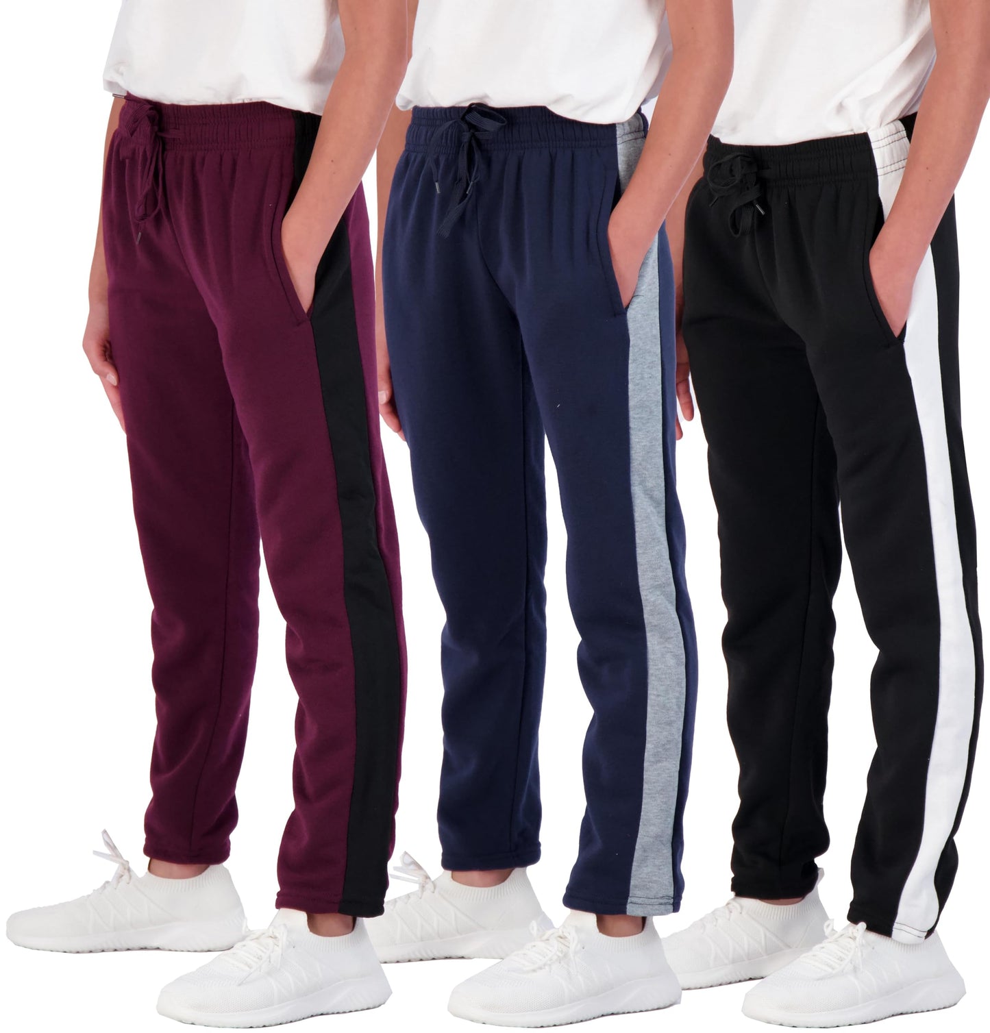 Real Essentials 3 Pack: Boys' Tech Fleece Open Bottom Sweatpants with Pockets