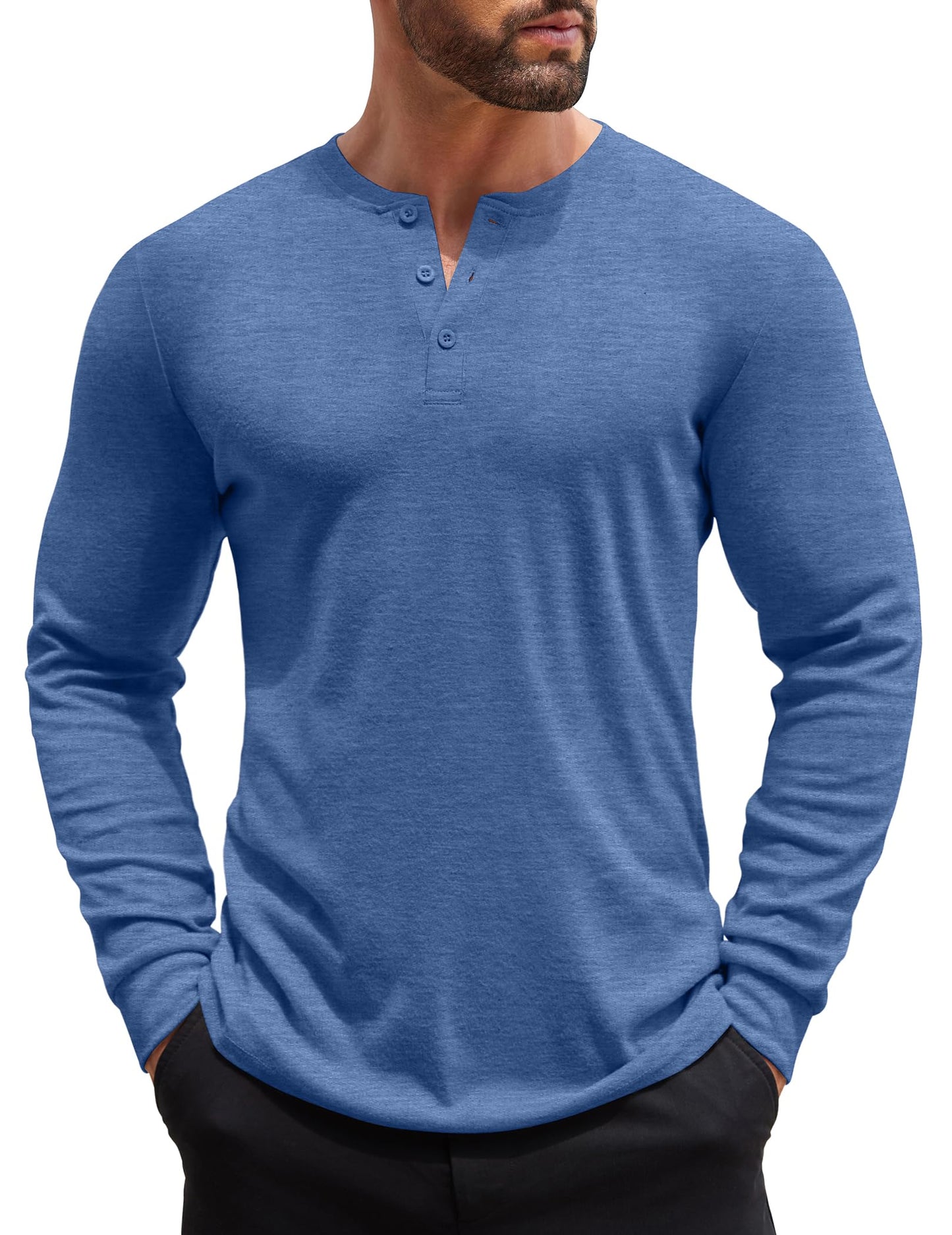 COOFANDY Men's Henley Shirts Long Sleeve Button T-Shirt Lightweight Fashion Casual Pullover Shirt