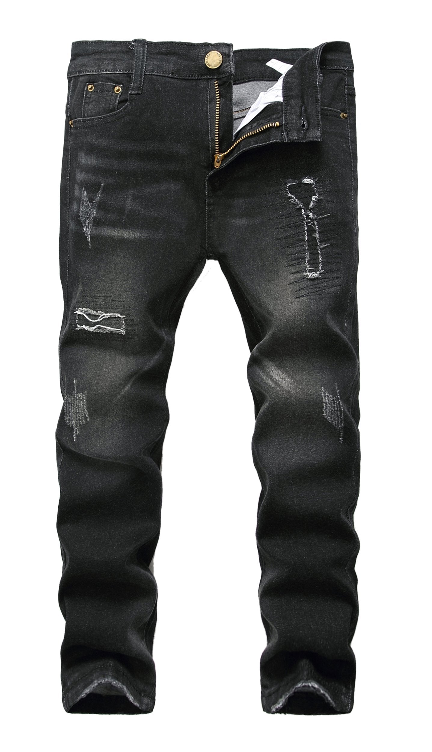 Boy's Skinny Fit Ripped Destroyed Distressed Stretch Slim Jeans Pants