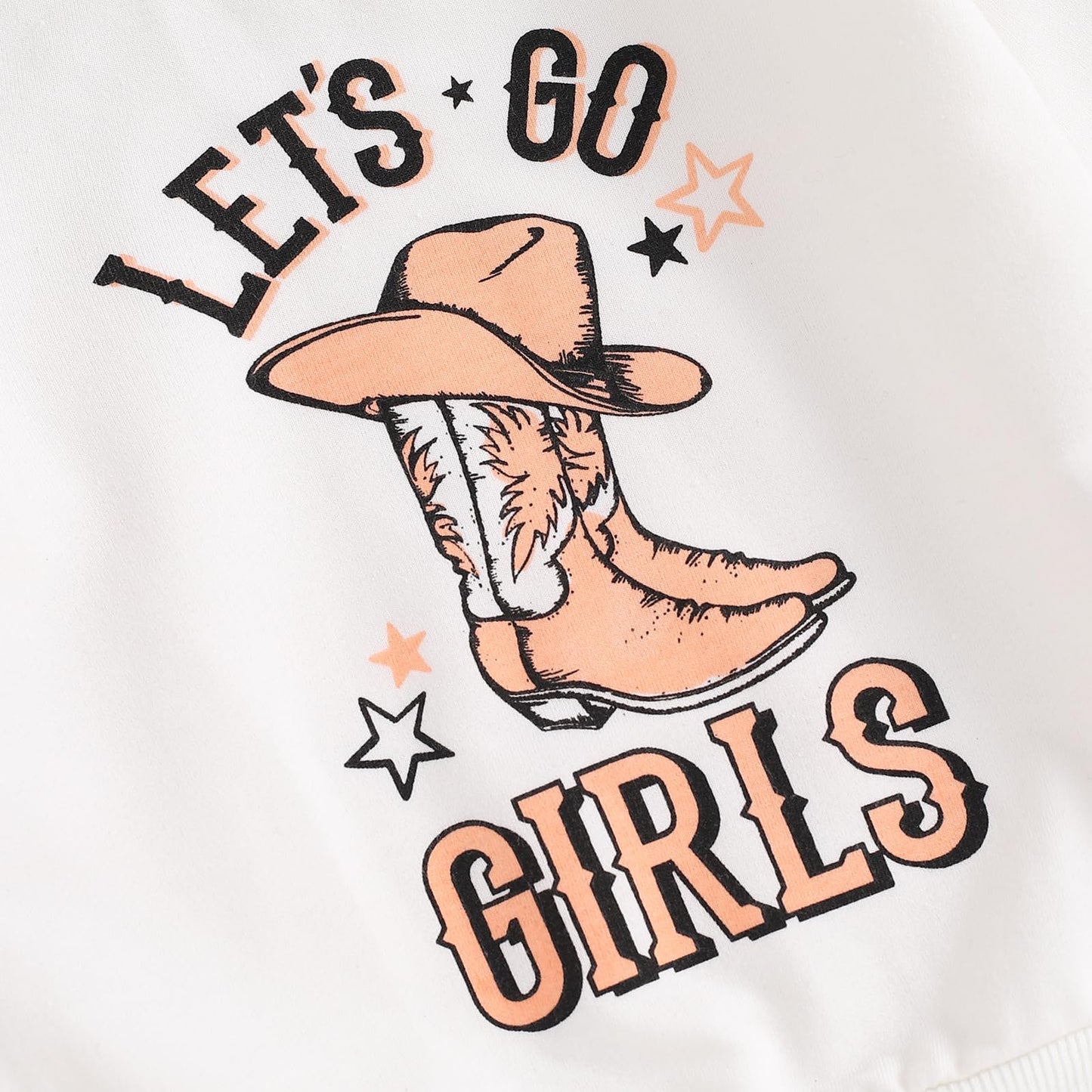 SAYOO Baby Girls Western Outfits Let's Go Girls Letter Print Retro Romper Ribbed Flared Pants Cowgirls Country Fall Clothes