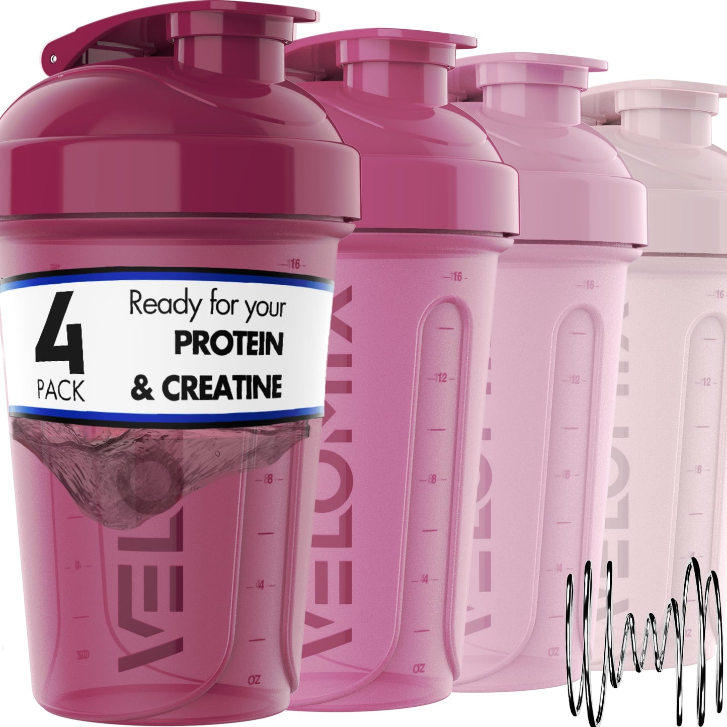 -4 PACK- 20 OZ Protein Shaker Bottles for Protein Mixes, Shaker Cups for Protein Shakes, Small Shaker Bottle Pack, Shaker Cup, Shakers for protein Shakes (Berry Blend-4 Pack)