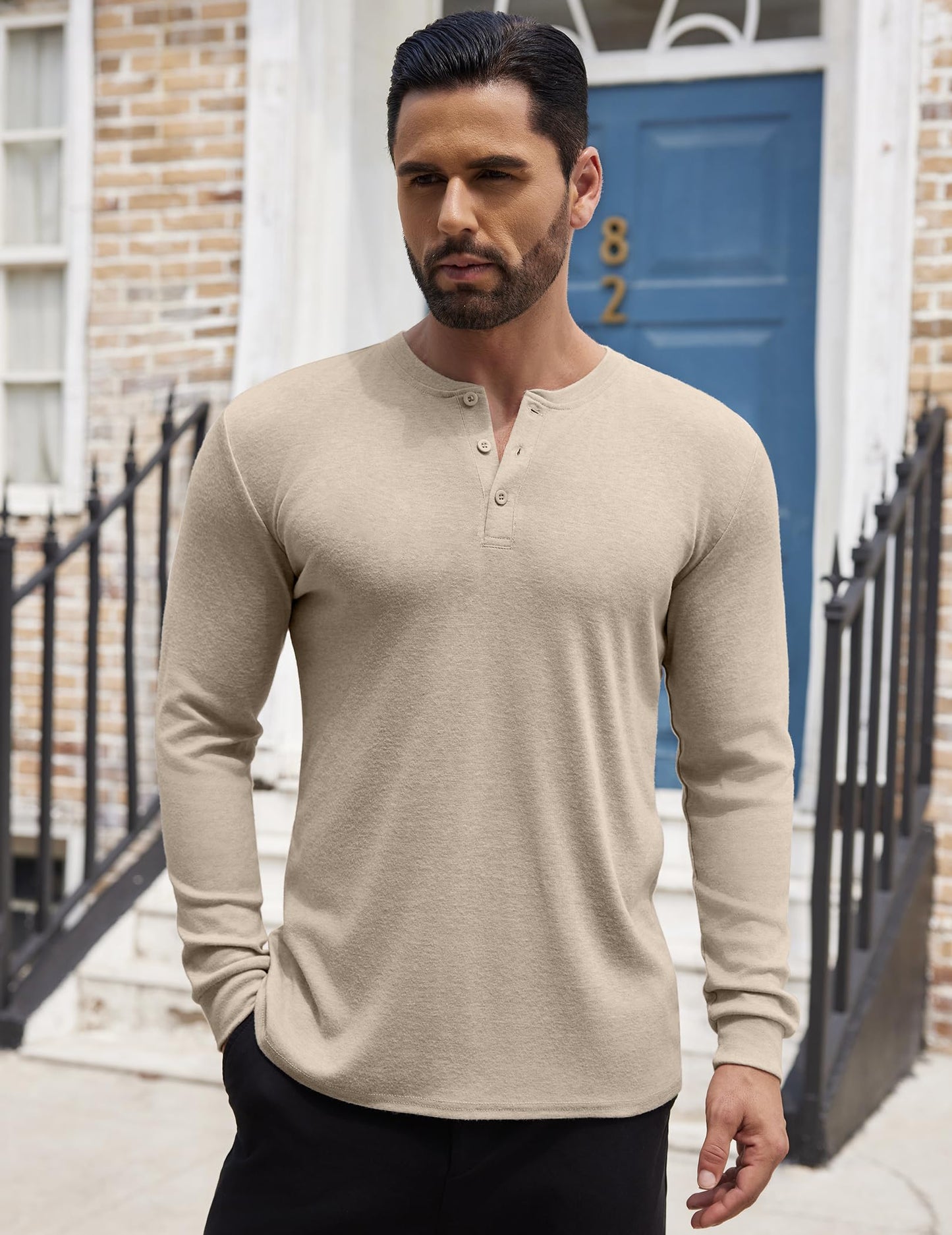 COOFANDY Men's Henley Shirts Long Sleeve Button T-Shirt Lightweight Fashion Casual Pullover Shirt