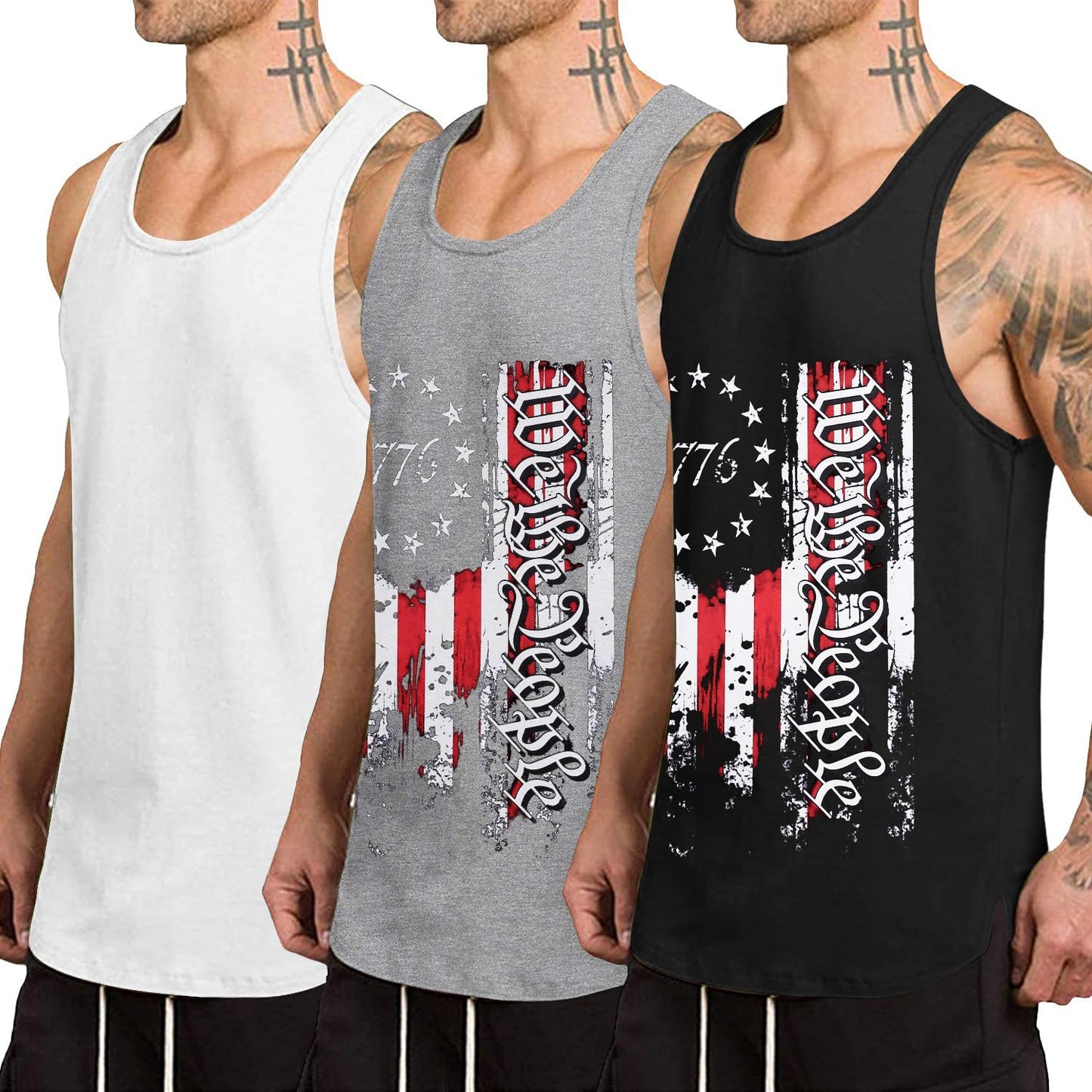 COOFANDY Men's 3 Pack Quick Dry Workout Tank Top Gym Muscle Tee Fitness Bodybuilding Sleeveless T Shirt