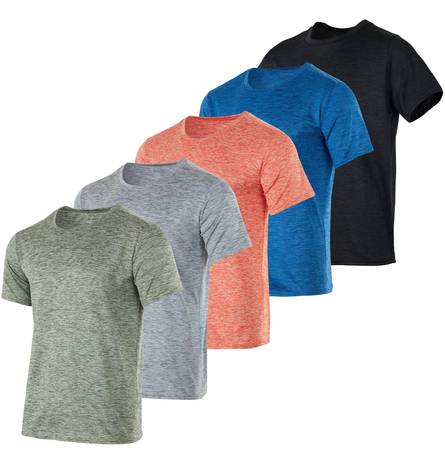 Real Essentials 5 Pack: Youth Dry-Fit Wicking Active Athletic Performance Short Sleeve T-Shirt Boys & Girls Shirts