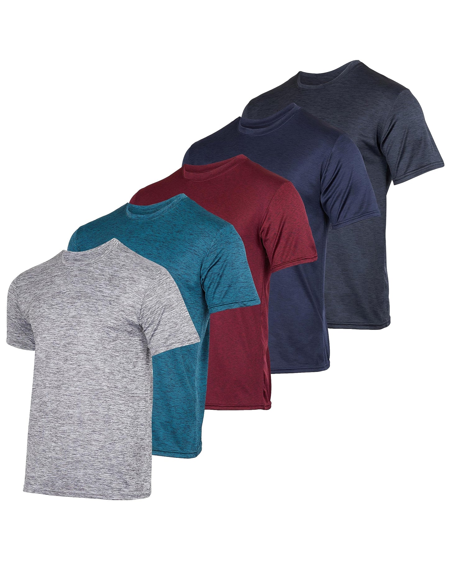 Real Essentials 5 Pack: Youth Dry-Fit Wicking Active Athletic Performance Short Sleeve T-Shirt Boys & Girls Shirts