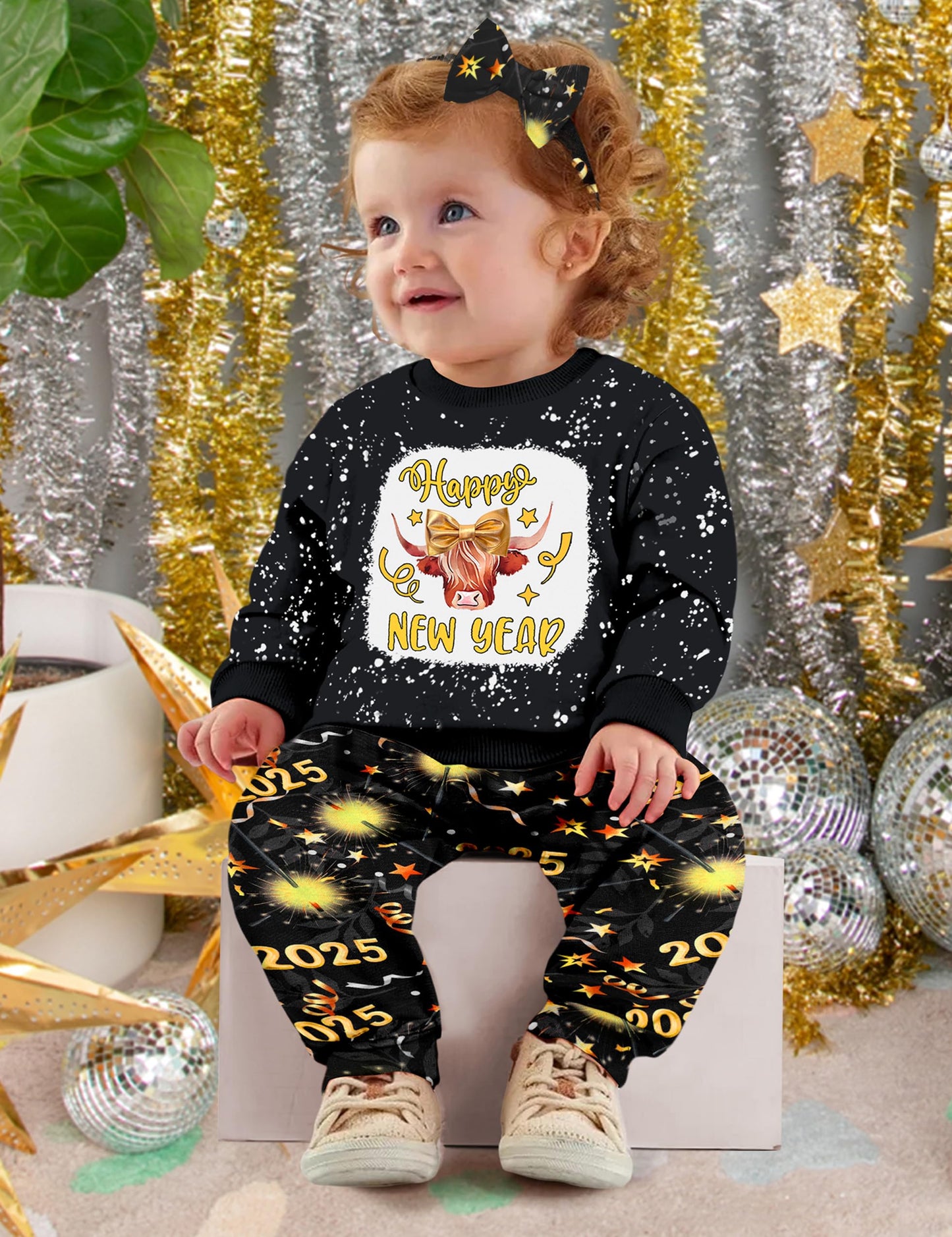 Toddler Girl Clothes Fall Winter Outfits Wild Hair Don't Care Highland Cow Sweatshirt Pants Western Cowgirl Outfit