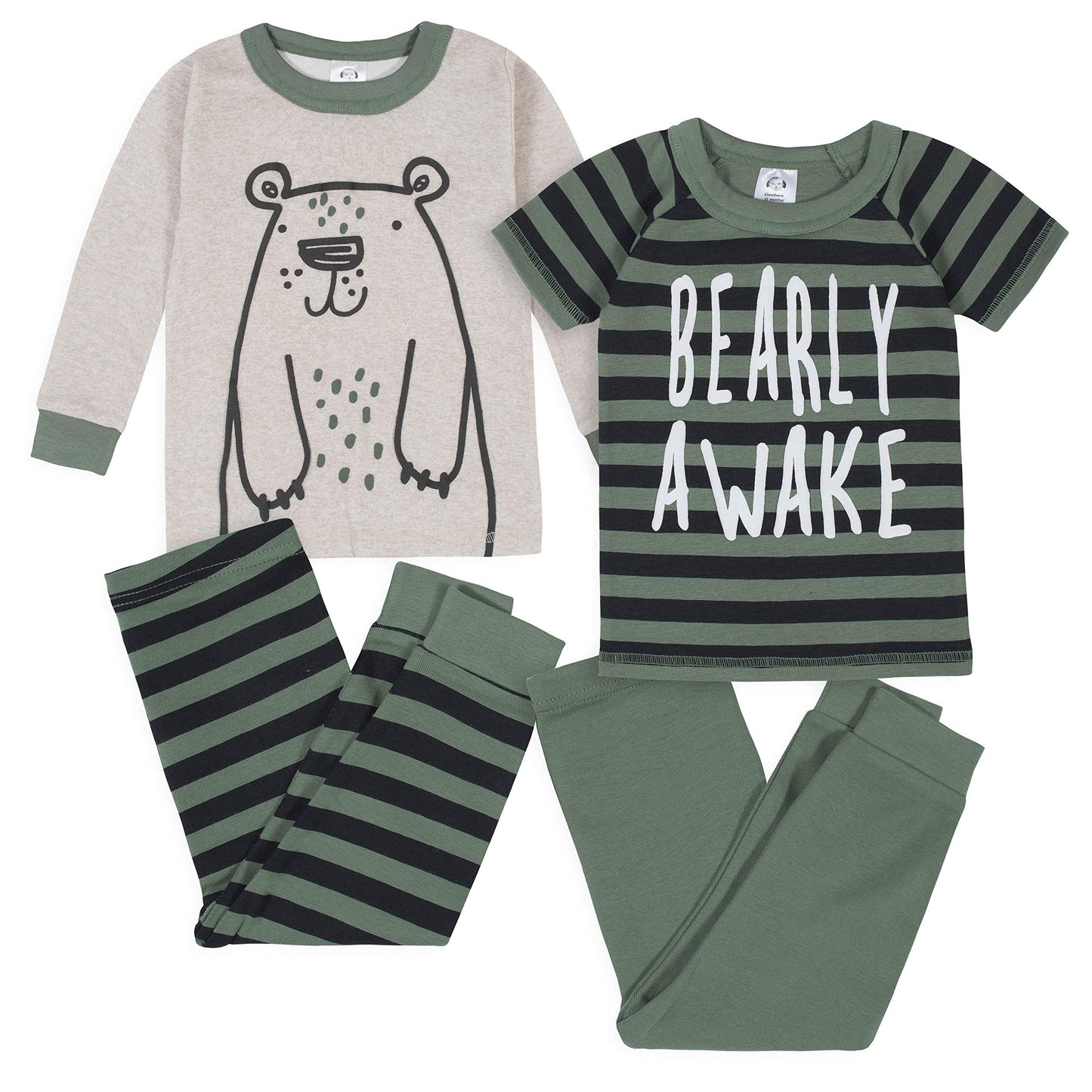 Gerber Baby Boys' Toddler Snug Fit 4-Piece Pajama Set