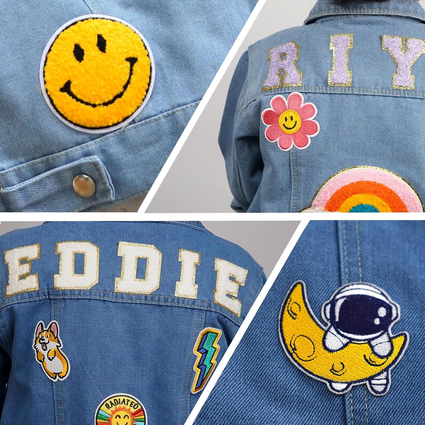 Personalized Kids Denim Jacket with Names, Custom Long Sleeve Denim Jacket for Girls Toddlers, Spring & Fall Jackets, Custom Girls Jean Jackets Clothes, 1-8 Year Old Girl Boy Birthday Easter Gifts