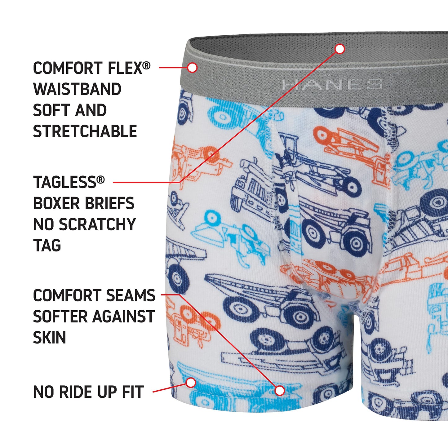 Hanes Boys' and Toddler Comfort Flex and ComfortSoft Boxer Briefs, Multipack